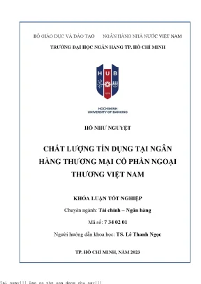Chất lượng tín dụng tại ngân hàng thương mại cổ phần ngoại thương việt nam 2023