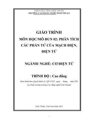 Giáo trình phân tích các phần tử của mạch điện điện tử nghề cơ điện tử trình độ cao đẳng