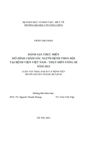 Luận văn đánh giá thực hiện mô hình chăm sóc người bệnh theo đội tại bệnh viện việt nam thụy điển uông bí năm 2013