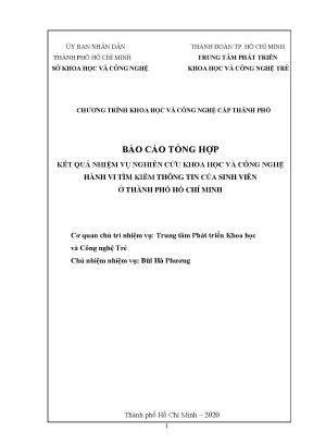 Hành vi tìm kiếm thông tin của sinh viên ở thành phố hồ chí minh trung tâm phát triển khoa học và công nghệ trẻ