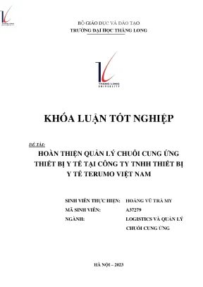Hoàn thiện quản lý chuỗi cung ứng thiết bị y tế tại công ty tnhh thiết bị y tế terumo việt nam