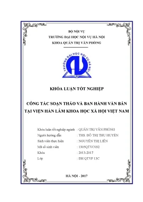 Công tác soạn thảo và ban hành văn bản tại viện hàn lâm khxh việt nam