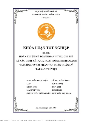 Kế toán doanh thu chi phí và xác định kết quả hoạt động kinh doanh tại công ty cổ phần tập đoàn quản lý tài sản trí việt