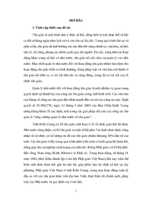 Luận văn ths qlc quản lý nhà nước đối với hoạt động của phật giáo trên địa bàn tỉnh kiên giang