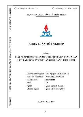 Giải pháp hoàn thiện quy trình tuyển dụng nhân lực của công ty cổ phần giao hàng tiết kiệm