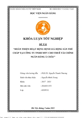 Hoàn thiện hoạt động định giá động sản thế chấp tại công ty tnhh mtv cho thuê tài chính ngân hàng á châu