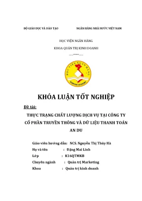 Đánh giá chất lượng dịch vụ tại công ty cổ phần truyền thông và dữ liệu thanh toán an du