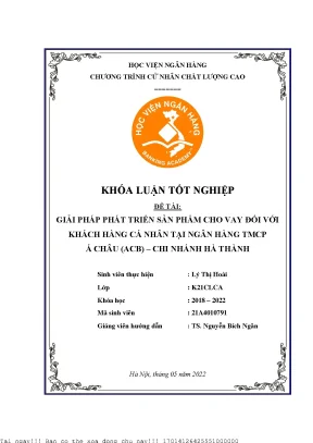 Giải pháp phát triển sản phẩm cho vay đối với khách hàng cá nhân của ngân hàng tmcp á châu chi nhánh hà thành