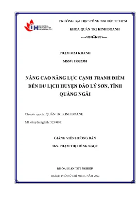 Nâng cao năng lực cạnh tranh điểm đến du lịch huyện đảo lý sơn tỉnh quảng ngãi