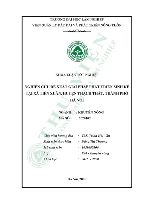 Nghiên cứu đề xuất giải pháp phát triển sinh kế tại xã tiến xuân huyện thạch thất thành phố hà nội
