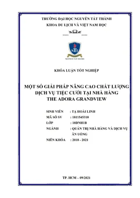 Một số giải pháp nâng cao chất lượng dịch vụ tiệc cưới tại nhà hàng the adora grandview