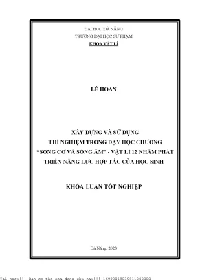 Xây dựng và sử dụng thí nghiệm trong dạy học chương sóng cơ và sóng âm vật lí 12 nhằm phát triển năng lực hợp tác của học sinh
