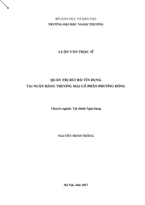 Luận văn thạc sĩ quản trị rủi ro tín dụng tại ngân hàng tmcp phương đông