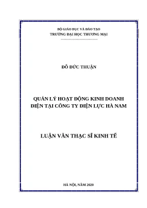 Luận văn thạc sĩ quản lý hoạt động kinh doanh điện tại công ty điện lực hà nam
