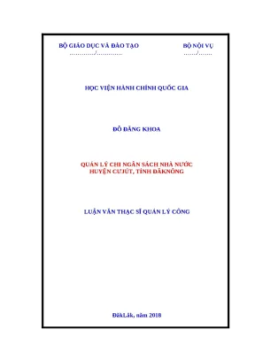 Luận văn thạc sĩ quản lý chi ngân sách nhà nước huyện cư jút tỉnh đắk nông