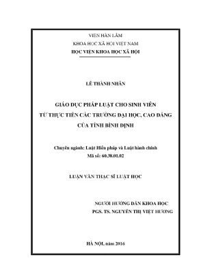 Giáo dục pháp luật cho sinh viên từ thực tiễn các trường đh cđ của tỉnh bình định