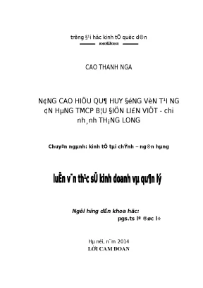 Nâng cao hiệu quả huy động vốn tại ngân hàng tmcp bưu điện liên việt chi nhánh thăng long