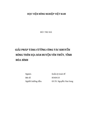 Luận văn thạc sĩ giải pháp tăng cường công tác khuyến nông trên địa bàn huyện yên thủy tỉnh hòa bình