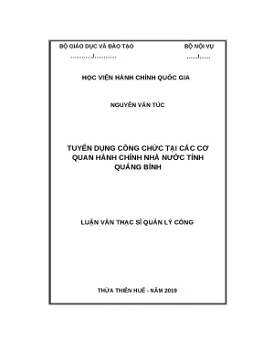 Luận văn thạc sĩ tuyển dụng công chức tại các cơ quan hành chính nhà nước tỉnh quảng bình