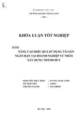 Nâng cao hiệu quả sử dụng tài sản ngắn hạn tại doanh nghiệp tư nhân xây dựng thành huy