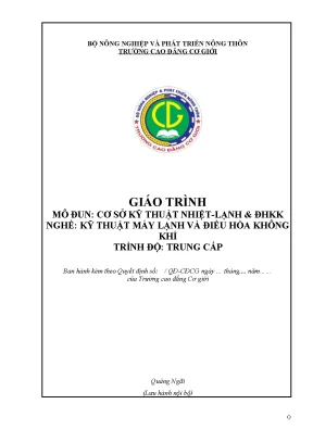 Giáo trình cơ sở kỹ thuật nhiệt lạnh và điều hoà không khí nghề kỹ thuật máy lạnh và điều hoà không khí trung cấp
