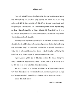 Luận văn tmu pháp luật về giao kết và thực hiện hợp đồng lao động thực tiễn thực hiện tại công ty cổ phần xây dựng số 10