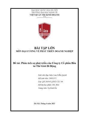 Bài tập lớn môn đại cương về phát triển doanh nghiệp phân tích sự phát triển của công ty cổ phần đầu tư thế giới di động
