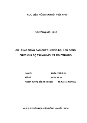 Luận văn thạc sĩ giải pháp nâng cao chất lượng đội ngũ công chức của bộ tài nguyên và môi trường