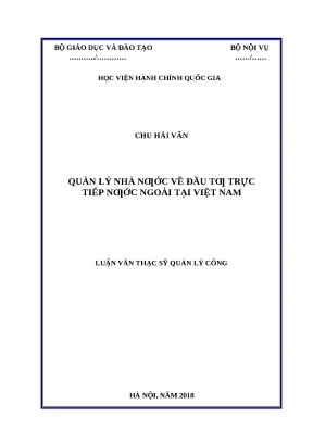 Luận văn thạc sĩ quản lý nhà nước về đầu tư trực tiếp nước ngoài tại việt nam