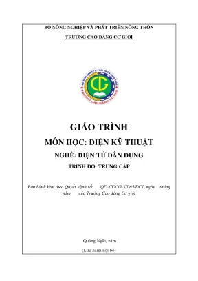 Giáo trình điện kỹ thuật nghề điện tử dân dụng trung cấp