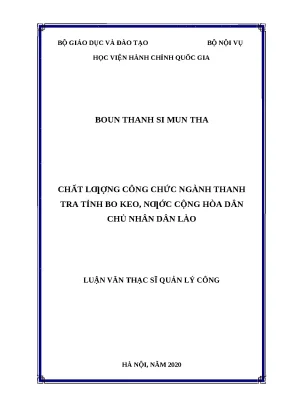 Luận văn thạc sĩ chất lượng công chức ngành thanh tra tỉnh bo keo nước chdcnd lào