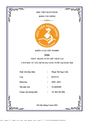 Thực trạng tuân thủ thuế tại công ty cổ phần đầu tư xây dựng hạ tầng nước sạch hà nội