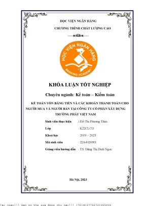 Kế toán vốn bằng tiền và các khoản thanh toán cho người mua và người bán tại công ty cổ phần xây dựng trường phát việt nam