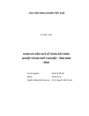 Luận văn thạc sĩ đánh giá hiệu quả sử dụng đất nông nghiệp thành phố tam điệp tỉnh ninh bình