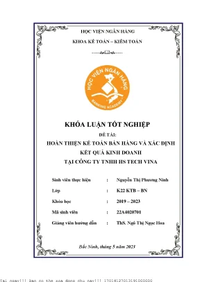 Hoàn thiện kế toán bán hàng và xác định kết quả kinh doanh tại công ty tnhh hs tech vina