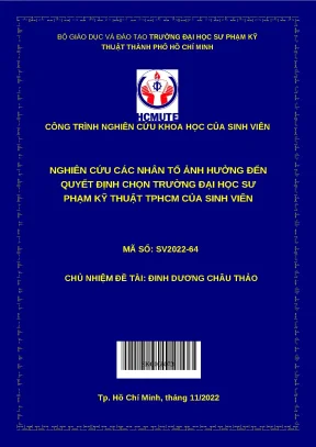 Luận văn thạc sĩ nghiên cứu các nhân tố ảnh hưởng đến quyết định chọn trường đại học sư phạm kỹ thuật tphcm của sinh viên