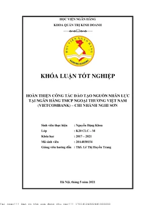 Hoàn thiện công tác đào tạo nguồn nhân lực tại ngân hàng tmcp ngoại thương việt nam vietcombank chi nhánh nghi sơn
