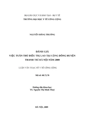 Luận văn đánh giá việc tuân thủ điều trị lao tại cộng đồng huyện thanh trì hà nội năm 2009