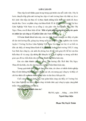 Một số giải pháp hoàn thiện công tác quản trị nhân lực tại công ty cổ phần lâm sản nam định