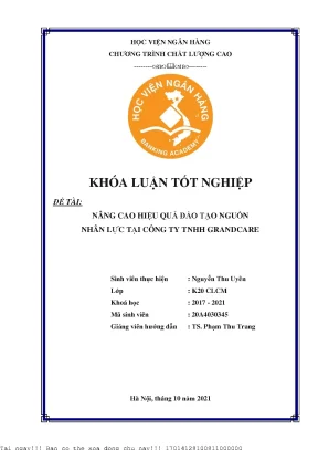 Nâng cao hiệu quả đào tạo nguồn nhân lực tại công ty tnhh grandcare