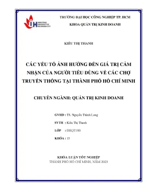 Các yếu tố ảnh hưởng đến giá trị cảm nhận của người tiêu dùng về các chợ truyền thống tại thành phố hồ chí minh
