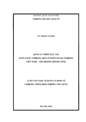 Luận văn quản lý nhân lực tại ngân hàng thương mại cổ phần ngoại thương việt nam chi nhánh thành công