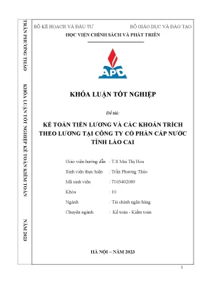 Kế toán tiền lương và các khoản trích theo lương tại công ty cổ phần cấp nước tỉnh lào cai