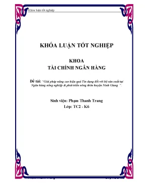 Giải pháp nâng cao hiệu quả tín dụng đối với hộ sản xuất tại ngân hàng nông nghiệp phát triển nông thôn huyện ninh giang