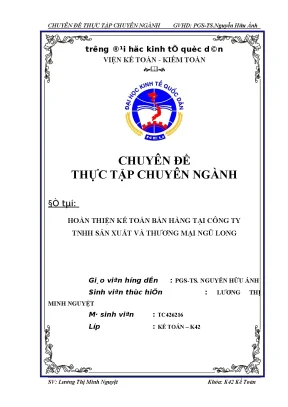 Hoàn thiện kế toán bán hàng tại công ty tnhh sản xuất và thương mại ngũ long