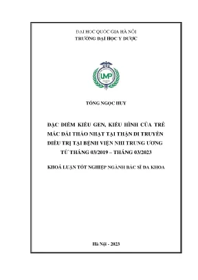 Đặc điểm kiểu gen kiểu hình của trẻ mắc đái tháo nhạt tại thận di truyền điều trị tại bệnh viện nhi trung ương từ 03 2019 03 2023
