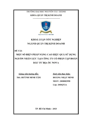 Một số biện pháp nâng cao hiệu quả sử dụng nguồn nhân lực tại công ty cổ phần tập đoàn đầu tư địa ốc nova