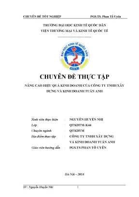 Chuyên đề thực tập nâng cao hiệu quả kinh doanh của công ty tnhh xây dựng và kinh doanh tuấn anh