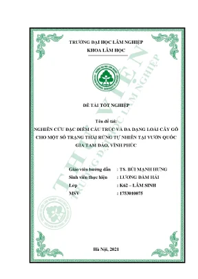 Nghiên cứu đặc điểm cấu trúc và đa dạng loài cây gỗ cho một số trạng thái rừng tự nhiên tại vườn quốc gia tam đảo vĩnh phúc