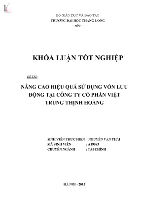 Nâng cao hiệu quả sử dụng vốn lưu động tại công ty cổ phần việt trung thịnh hoàng